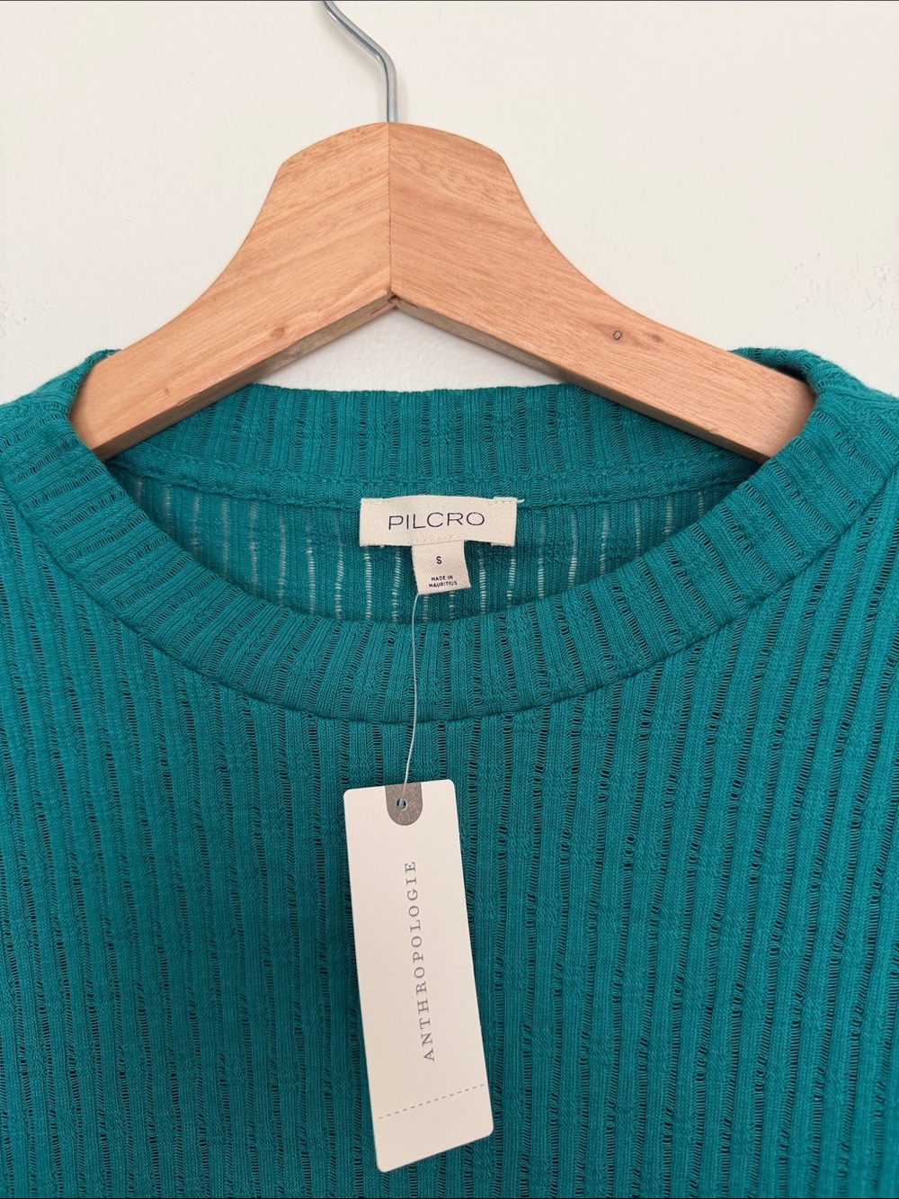 New NWT PILCRO Anthropologie Pilcro Sheer Layering Top Turquoise Small - Picture 4 of 7